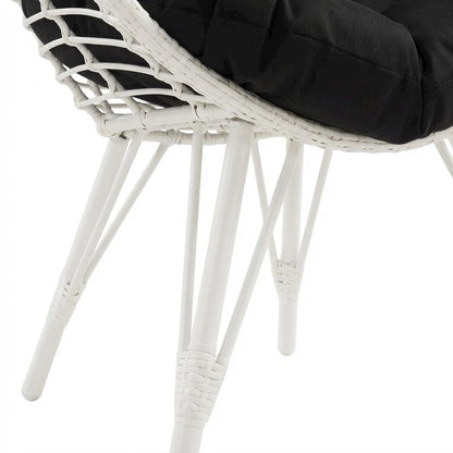 Black Patio Lounge Chair With Wicker Accents For Outdoor Comfort