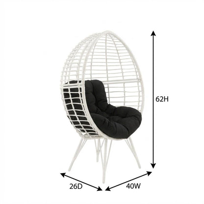 Black Patio Lounge Chair With Wicker Accents For Outdoor Comfort