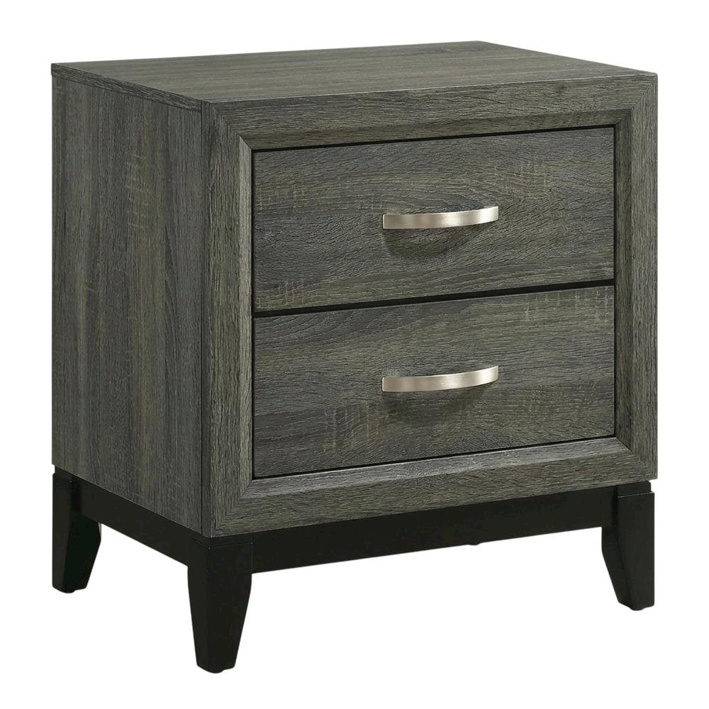 Weathered Gray Nightstand with Transitional Style and Spacious Storage
