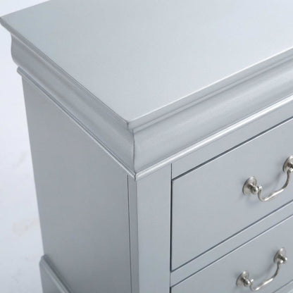 Nightstand with Nickel Hardware and Traditional Design