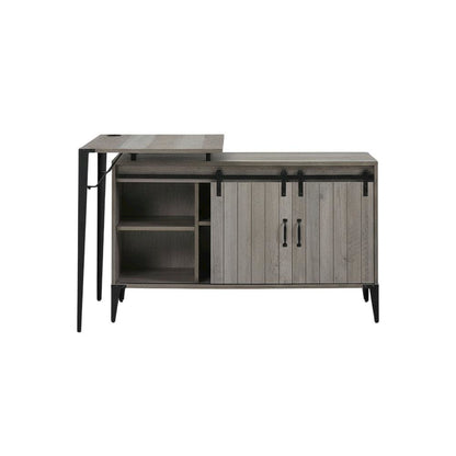Industrial Gray Oak And Black Finish Writing Desk With Modern Design
