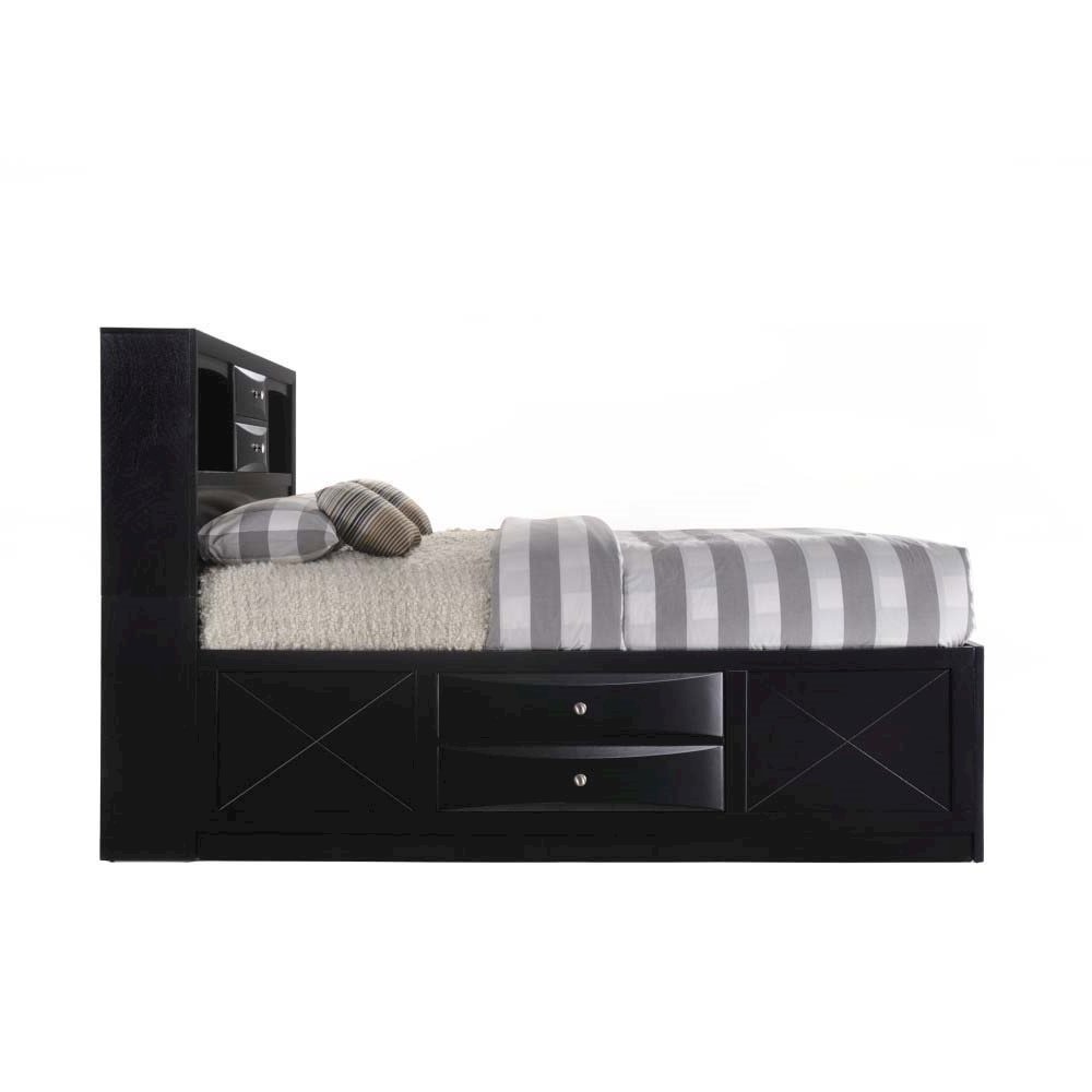 Ireland Queen Bed w/Storage, Black