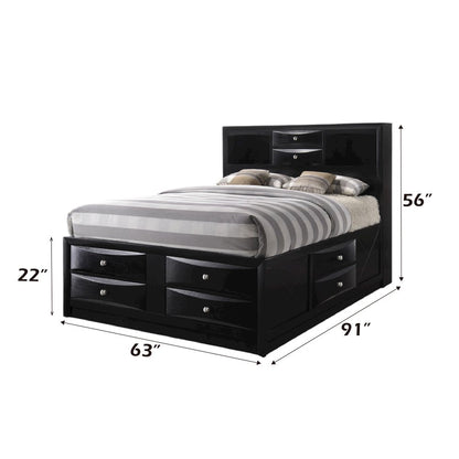 Ireland Queen Bed w/Storage, Black
