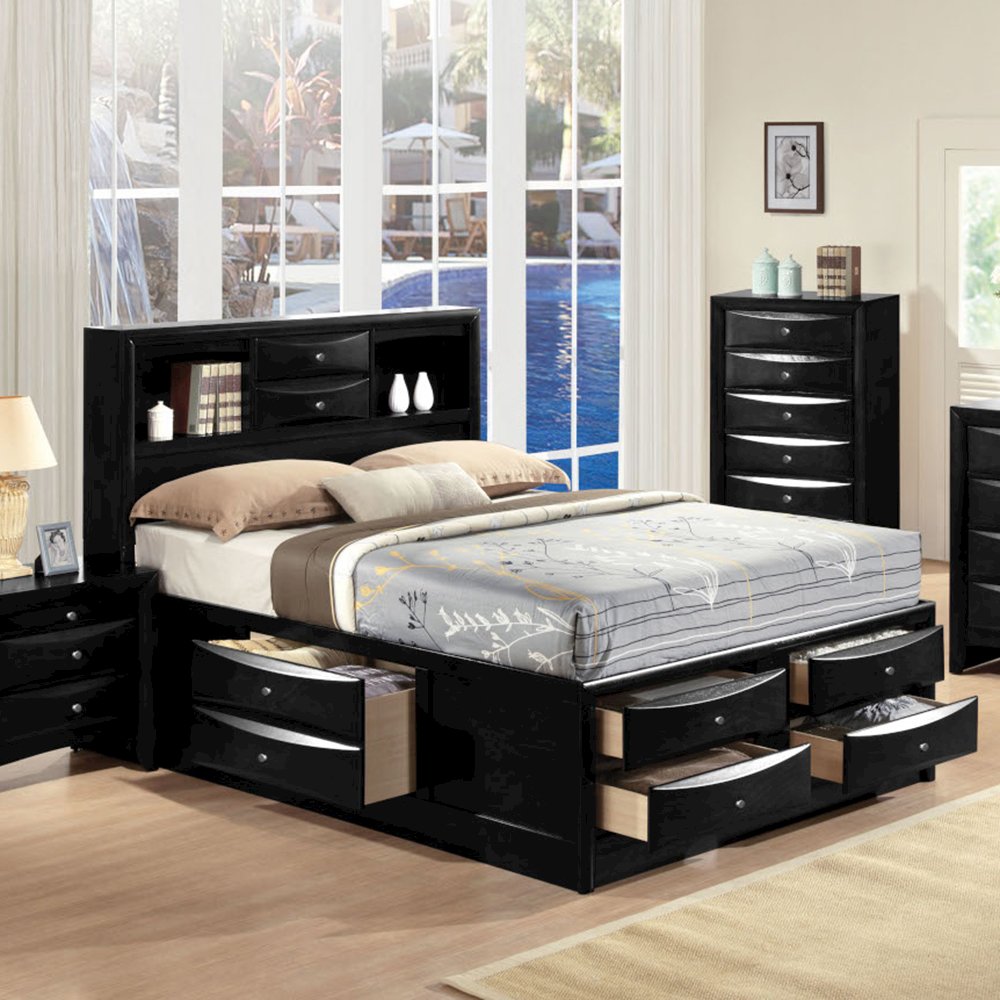 Ireland Full Bed w/Storage, Black
