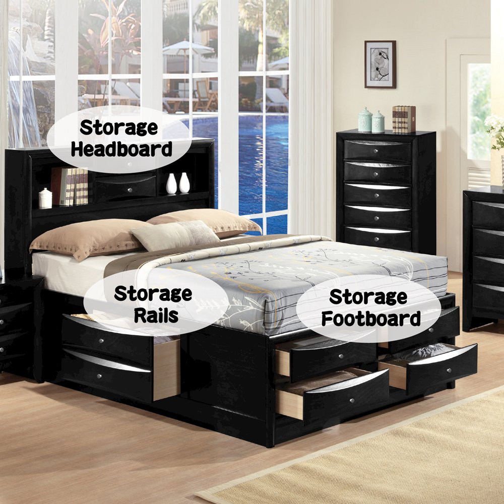 Ireland Full Bed w/Storage, Black