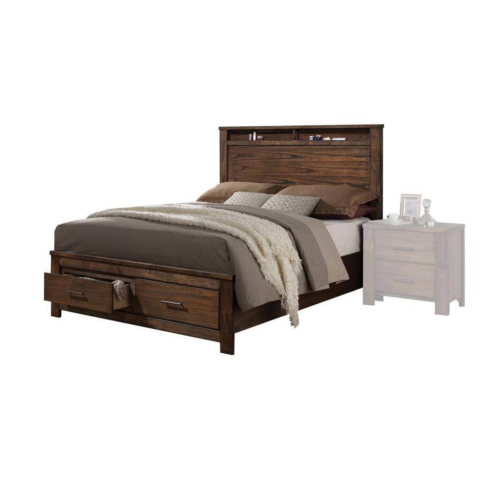 Merrilee Eastern King Bed w/Storage, Oak