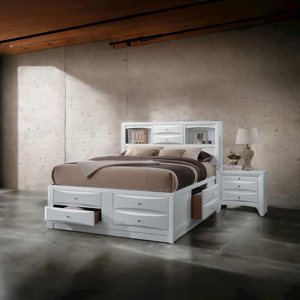 Ireland Full Bed w/Storage, White