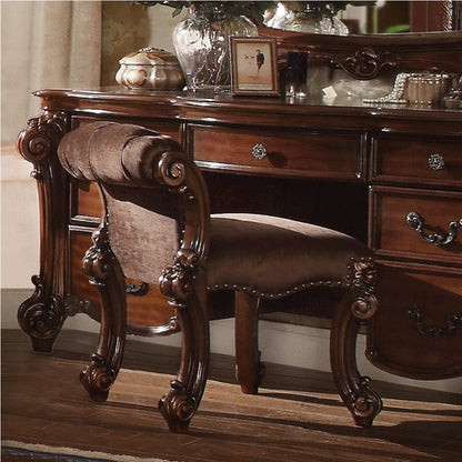 Vendome Vanity Stool, Fabric & Cherry