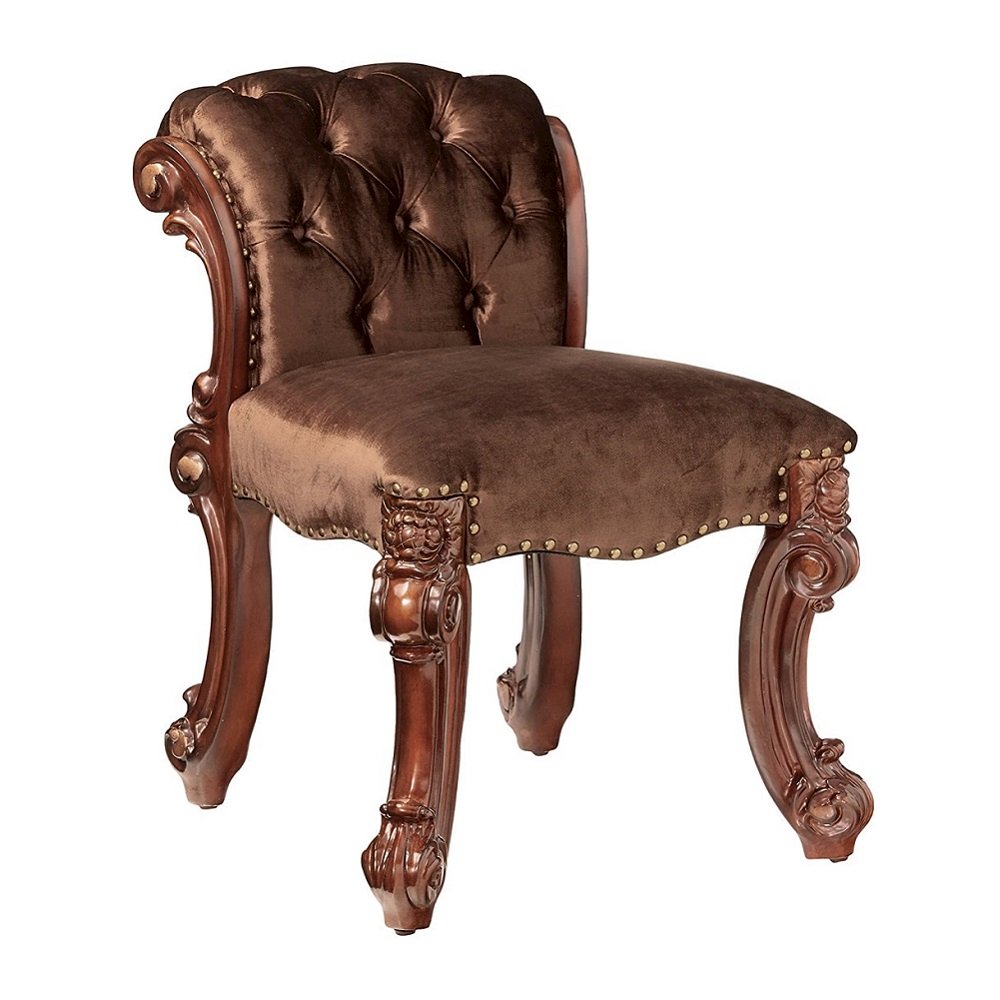 Vendome Vanity Stool, Fabric & Cherry