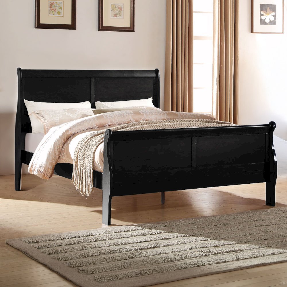 Louis Philippe Queen Bed, Black
