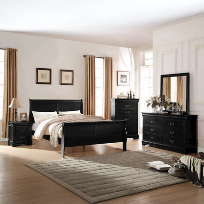 Louis Philippe Queen Bed, Black