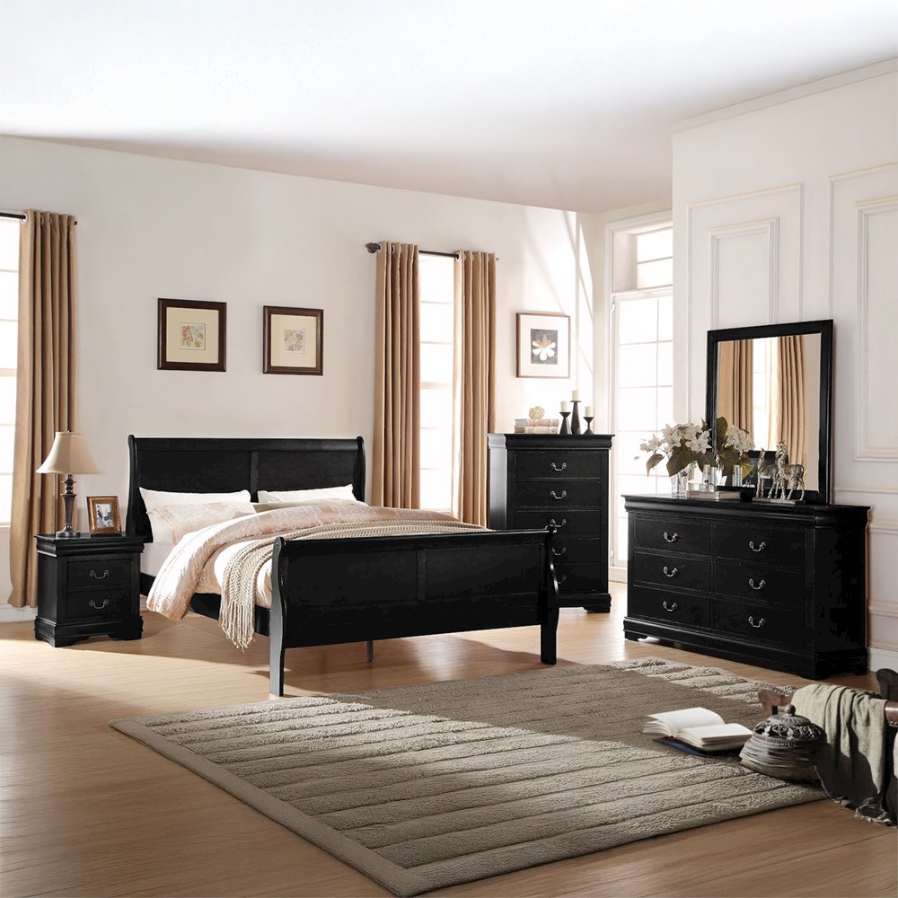 Louis Philippe Twin Bed, Black