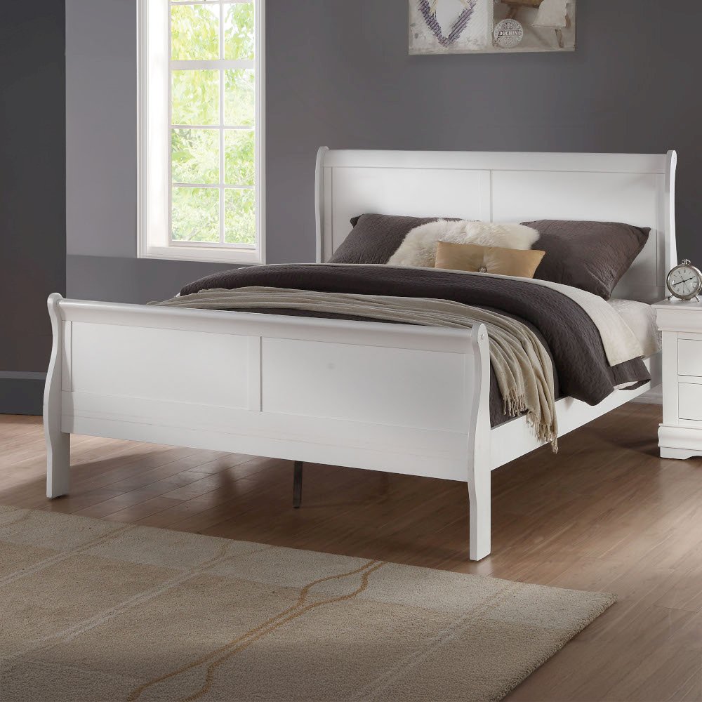 Louis Philippe Queen Bed, White