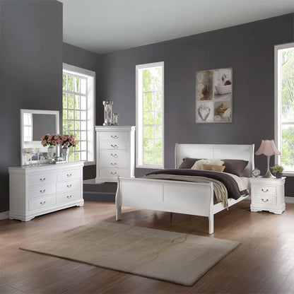 Louis Philippe Queen Bed, White