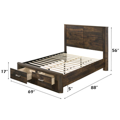 Elettra Queen Bed w/Storage, Rustic Walnut