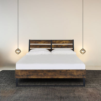Juvanth Eastern King Bed, Rustic Oak & Black