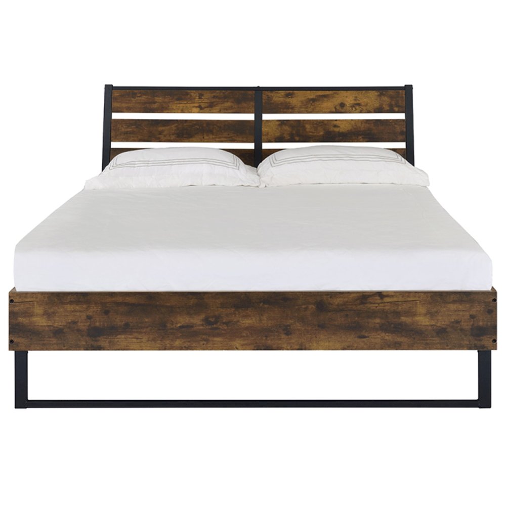 Juvanth Eastern King Bed, Rustic Oak & Black