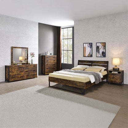 Juvanth Eastern King Bed, Rustic Oak & Black