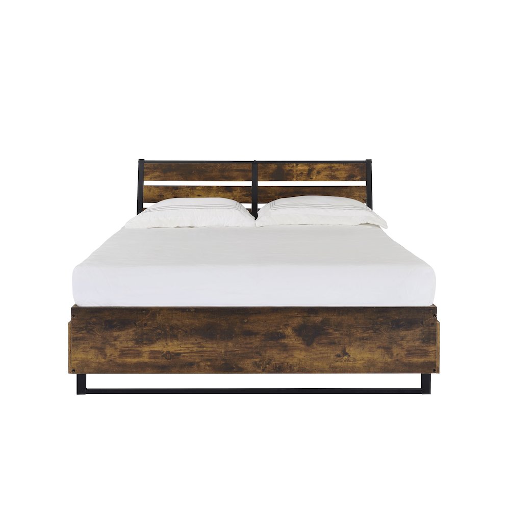 Juvanth Eastern King Bed w/Storage, Rustic Oak & Black