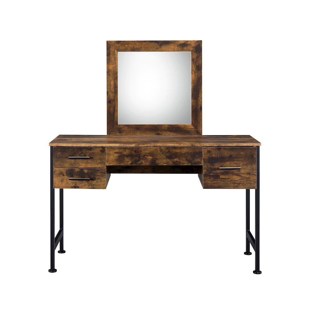 Juvanth Vanity Desk & Mirror, Rustic Oak & Black