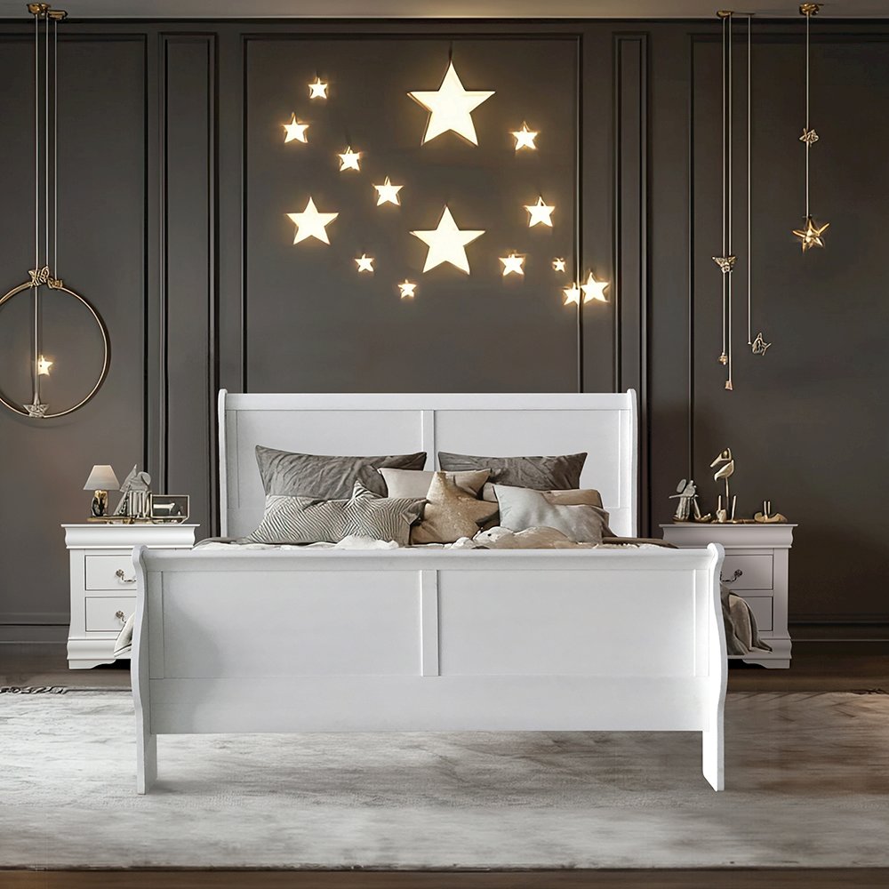 Louis Philippe III Queen Bed, White
