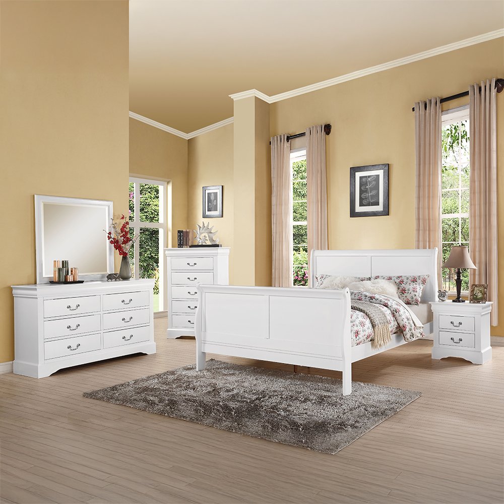 Louis Philippe III Queen Bed, White