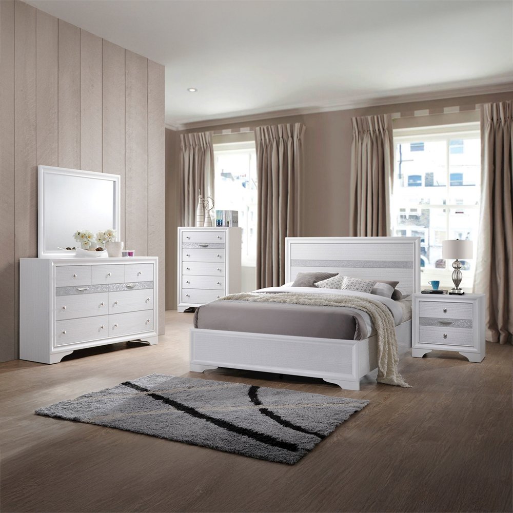 Naima Full Bed, White