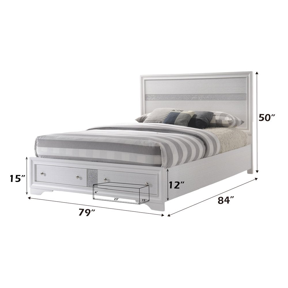 Naima Eastern King Bed w/Storage, White