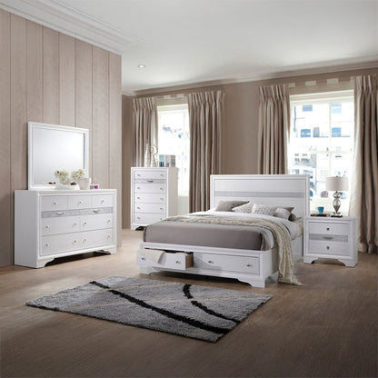 Naima Eastern King Bed w/Storage, White