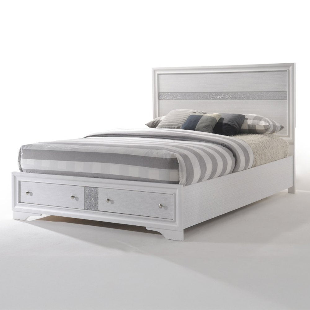 Naima Queen Bed w/Storage, White