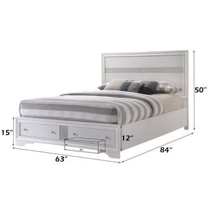 Naima Queen Bed w/Storage, White