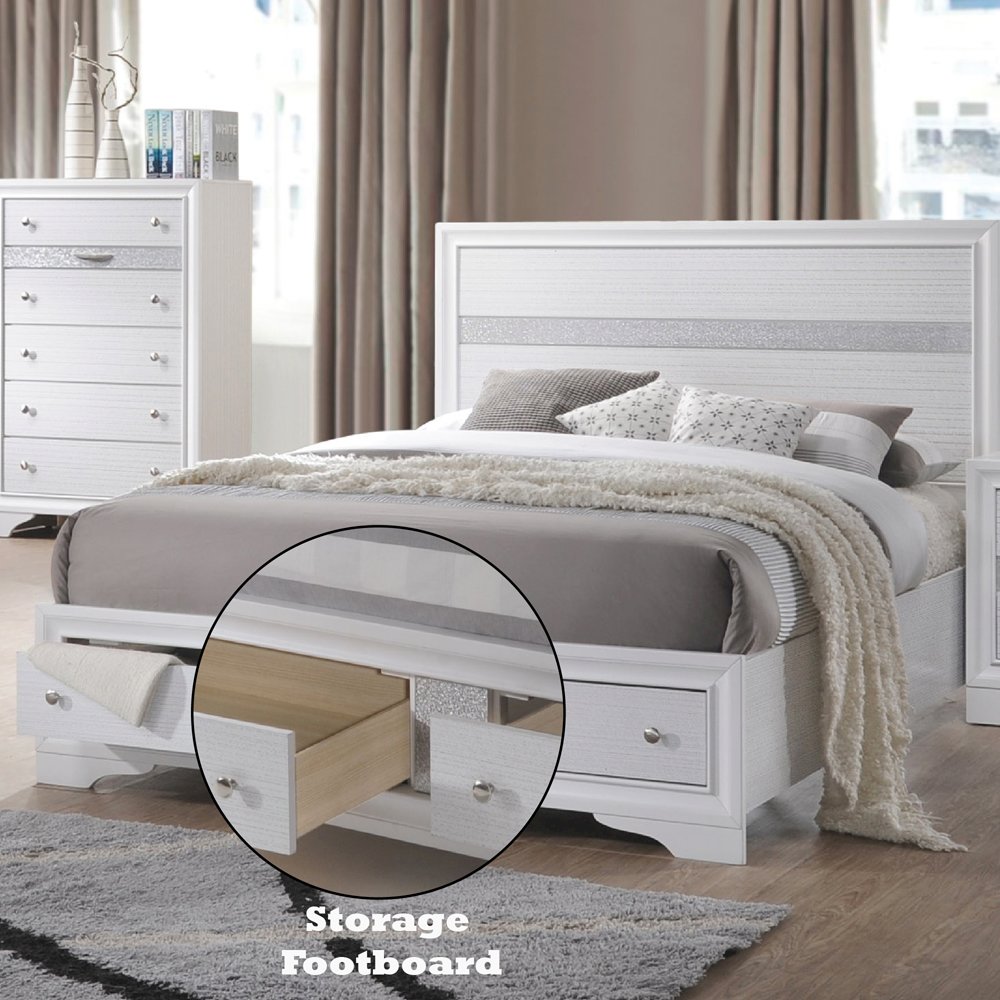 Naima Queen Bed w/Storage, White