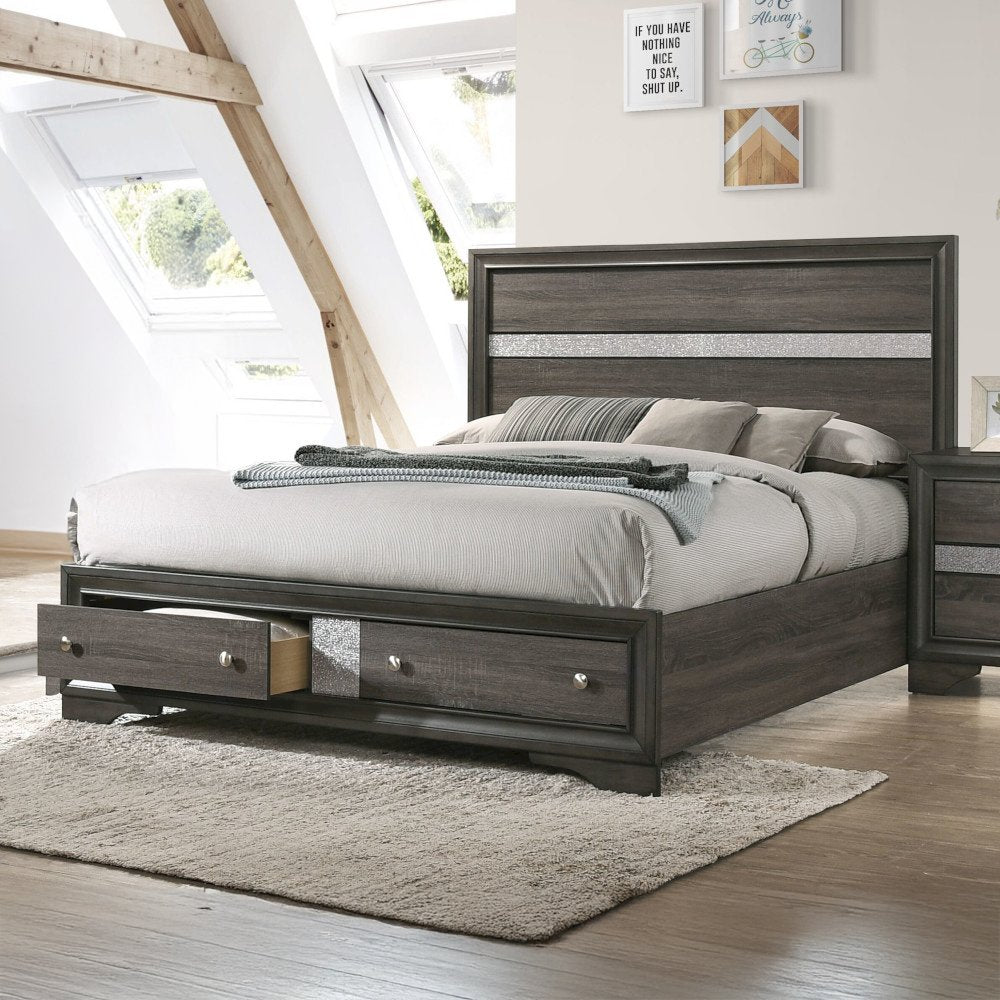 Naima Eastern King Bed w/Storage, Gray