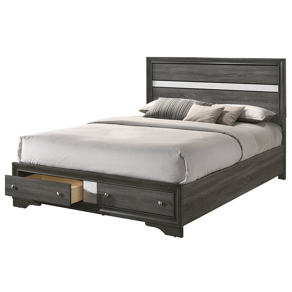 Naima Queen Bed w/Storage, Gray