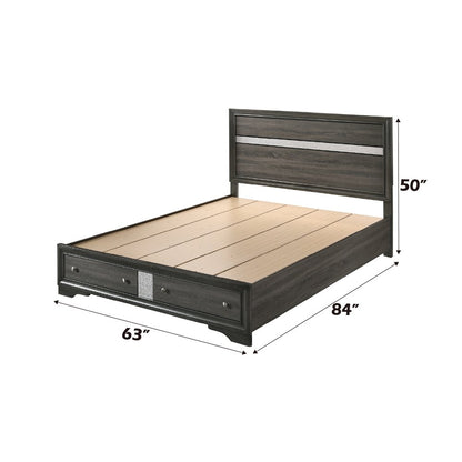 Naima Queen Bed w/Storage, Gray