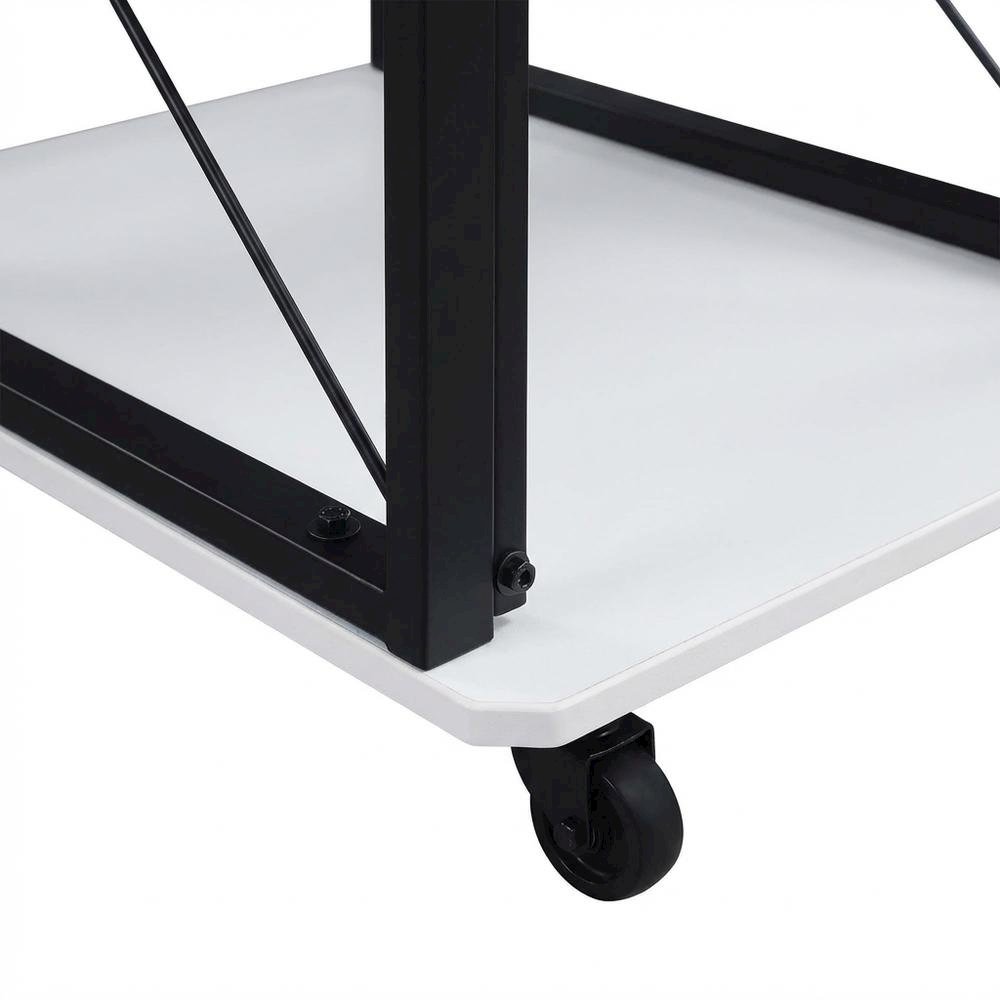 White And Black Finish Music Desk With Industrial Style And Rectangular Surface