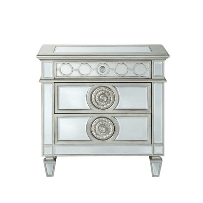 Varian Nightstand, Mirrored & Silver