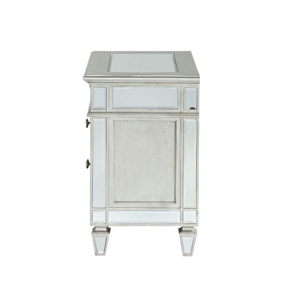 Varian Nightstand, Mirrored & Silver