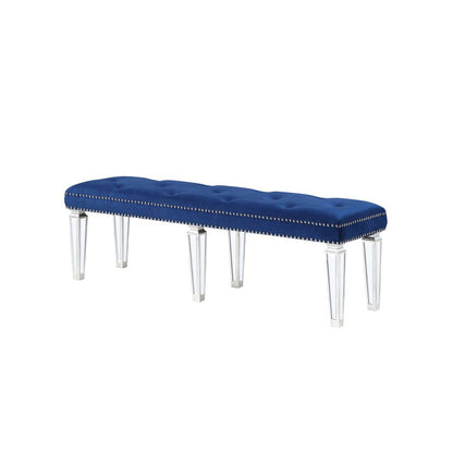 Varian Bench, Blue Velvet, Mirrored & Silver