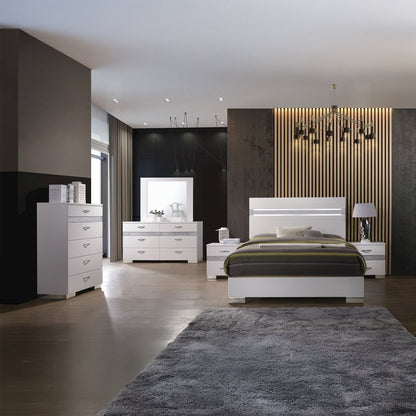 Naima II Eastern King Bed, White High Gloss