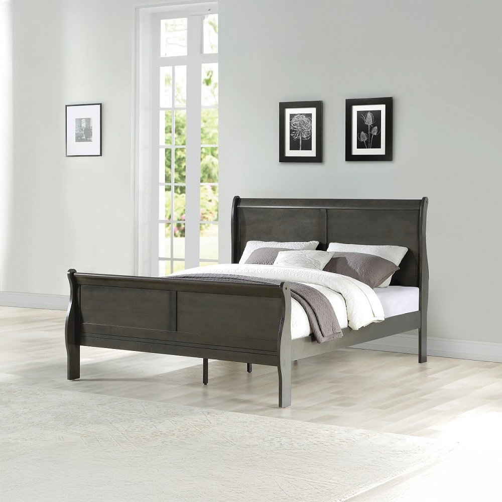 Louis Philippe Eastern King Bed, Dark Gray