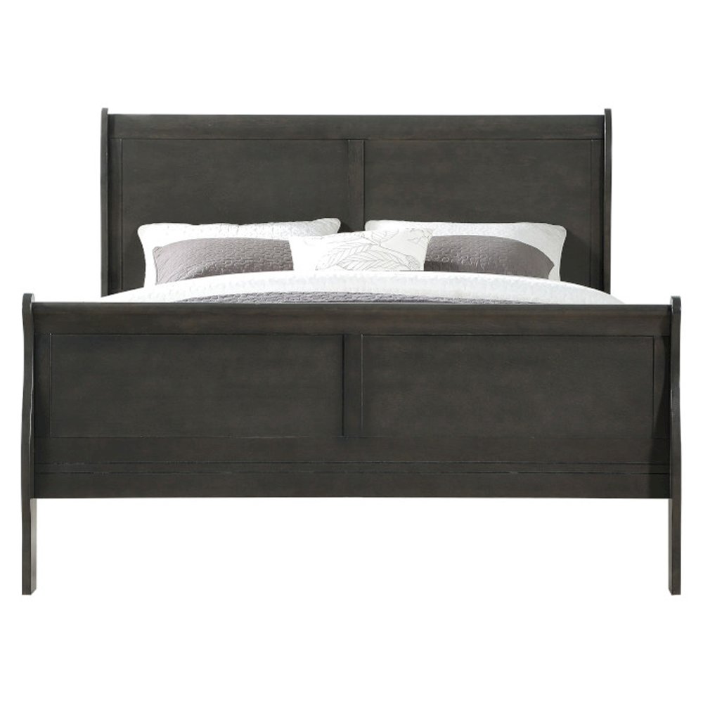 Louis Philippe Eastern King Bed, Dark Gray