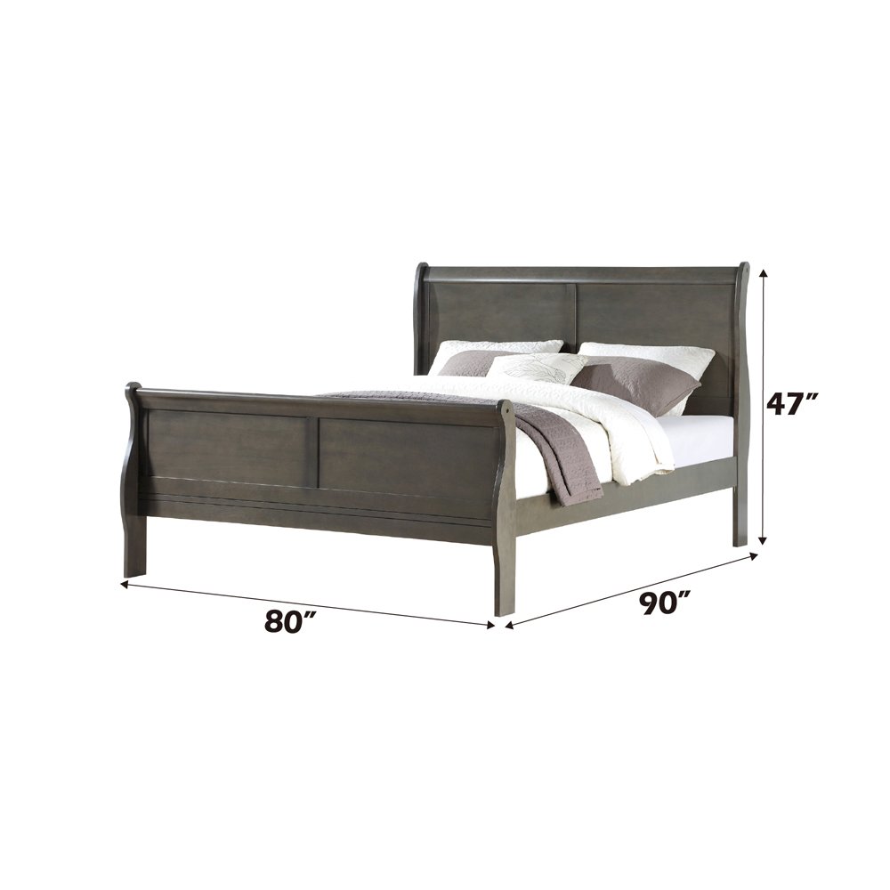 Louis Philippe Eastern King Bed, Dark Gray