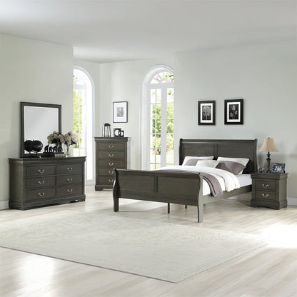 Louis Philippe Eastern King Bed, Dark Gray