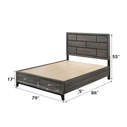 Valdemar Eastern King Bed w/Storage, Weathered Gray