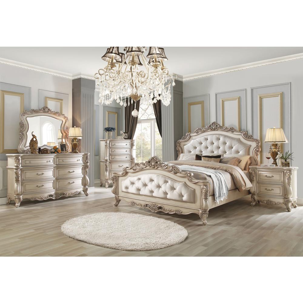 Gorsedd Queen Bed, Fabric & Golden Ivory
