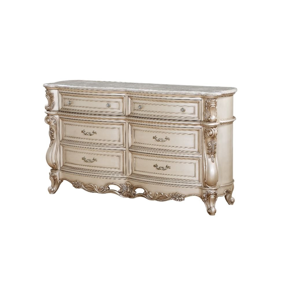 Gorsedd Dresser, Natural Marble Top & Golden Ivory