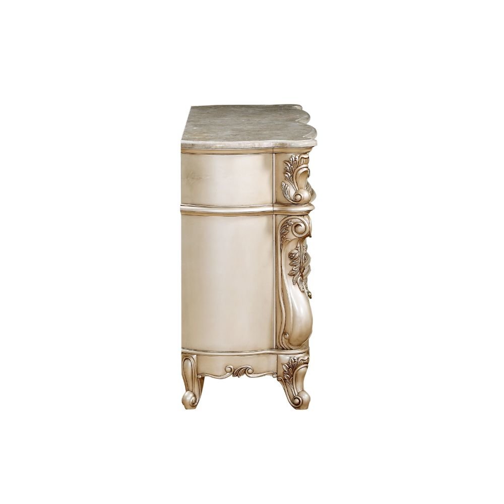 Gorsedd Dresser, Natural Marble Top & Golden Ivory