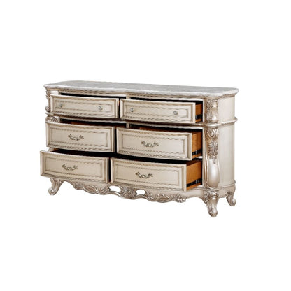 Gorsedd Dresser, Natural Marble Top & Golden Ivory