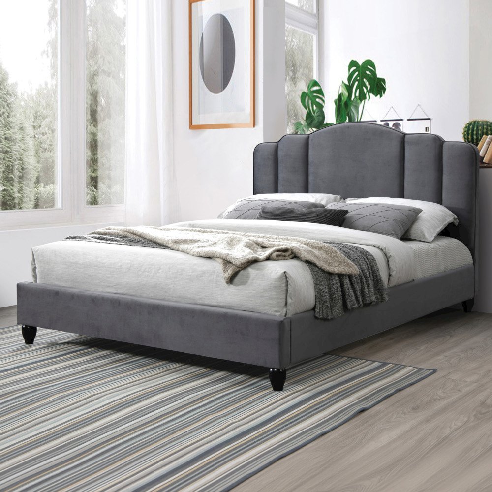 Giada Eastern King Bed, Charcoal Fabric